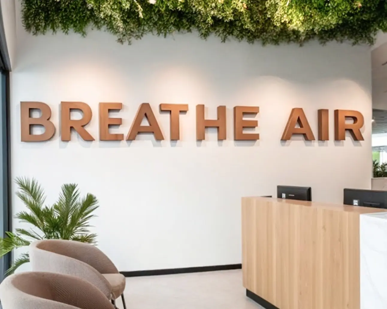 'Breathe Air' carved wooden sign designed in Sign Customiser