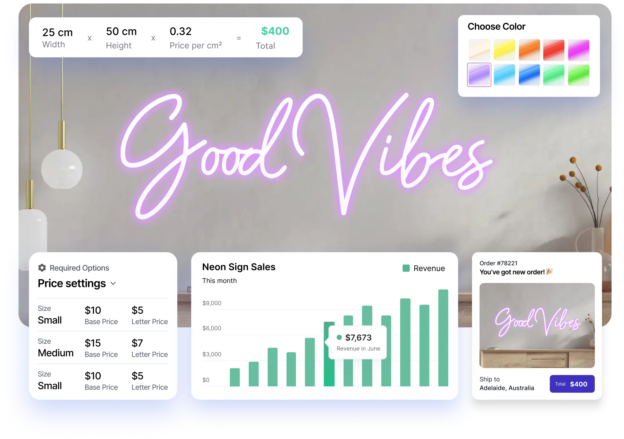 Imageboard showcasing all of Sign Customiser's features.