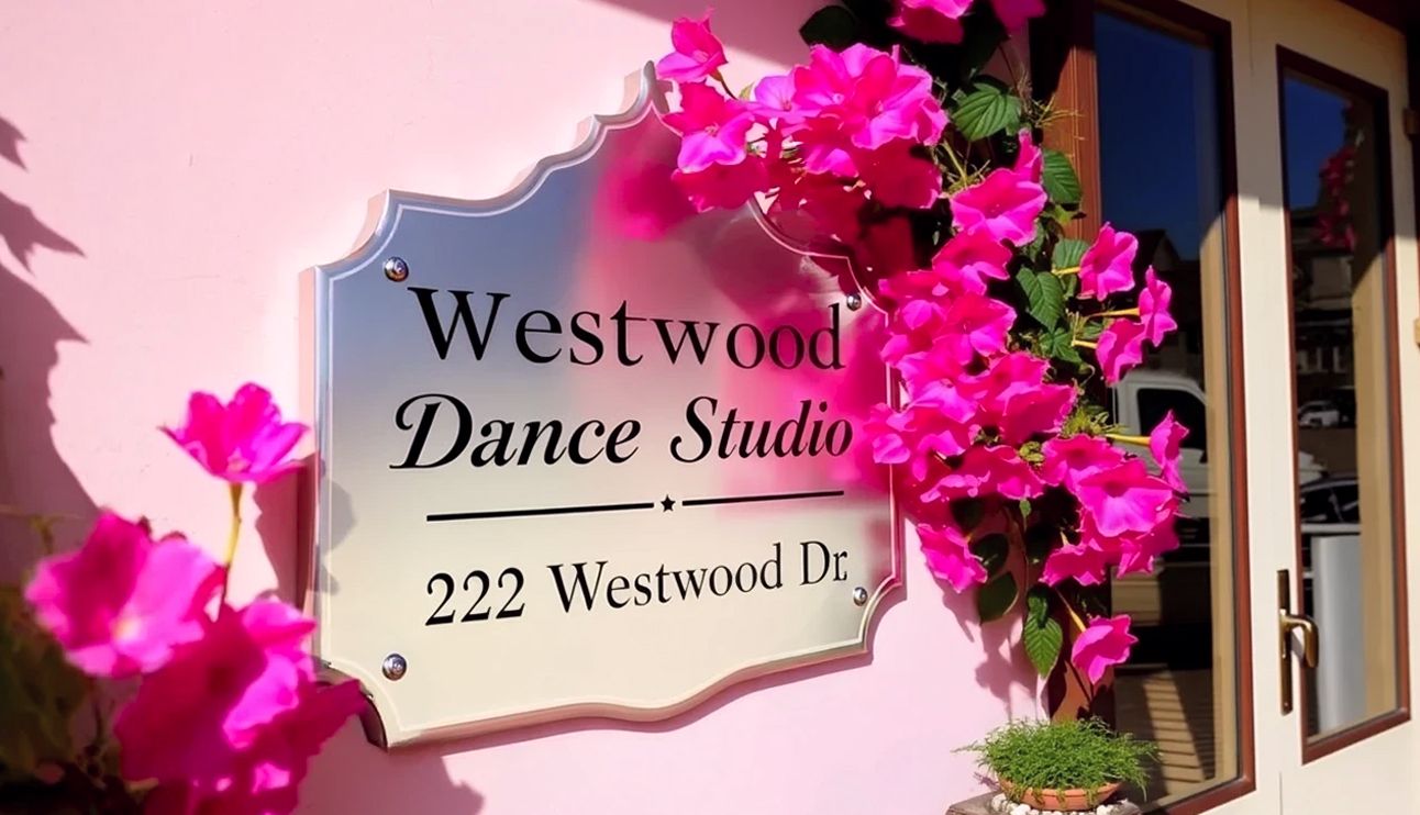 Westwood Dance metal plate sign with painted finish