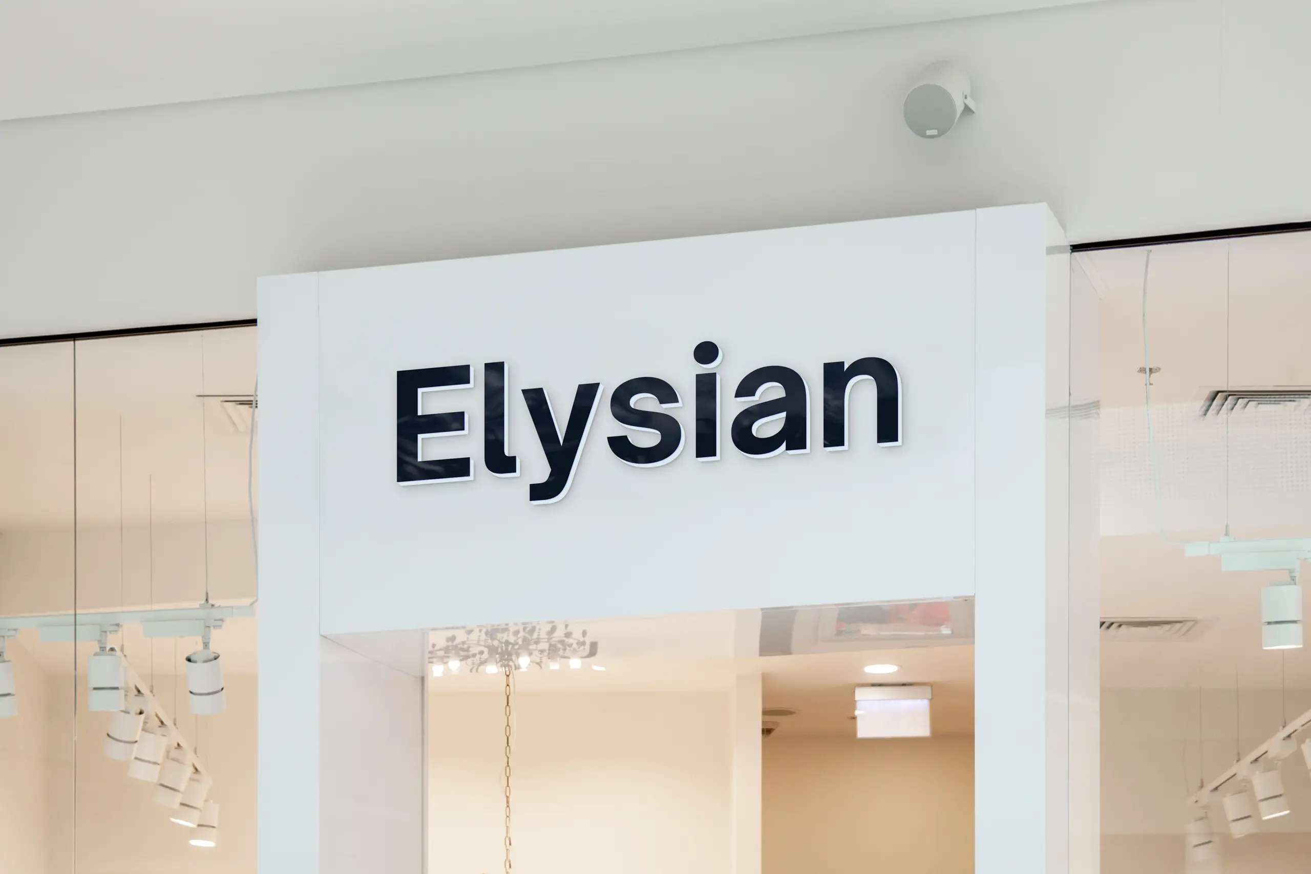 Elysian channel letter sign with halo backlight