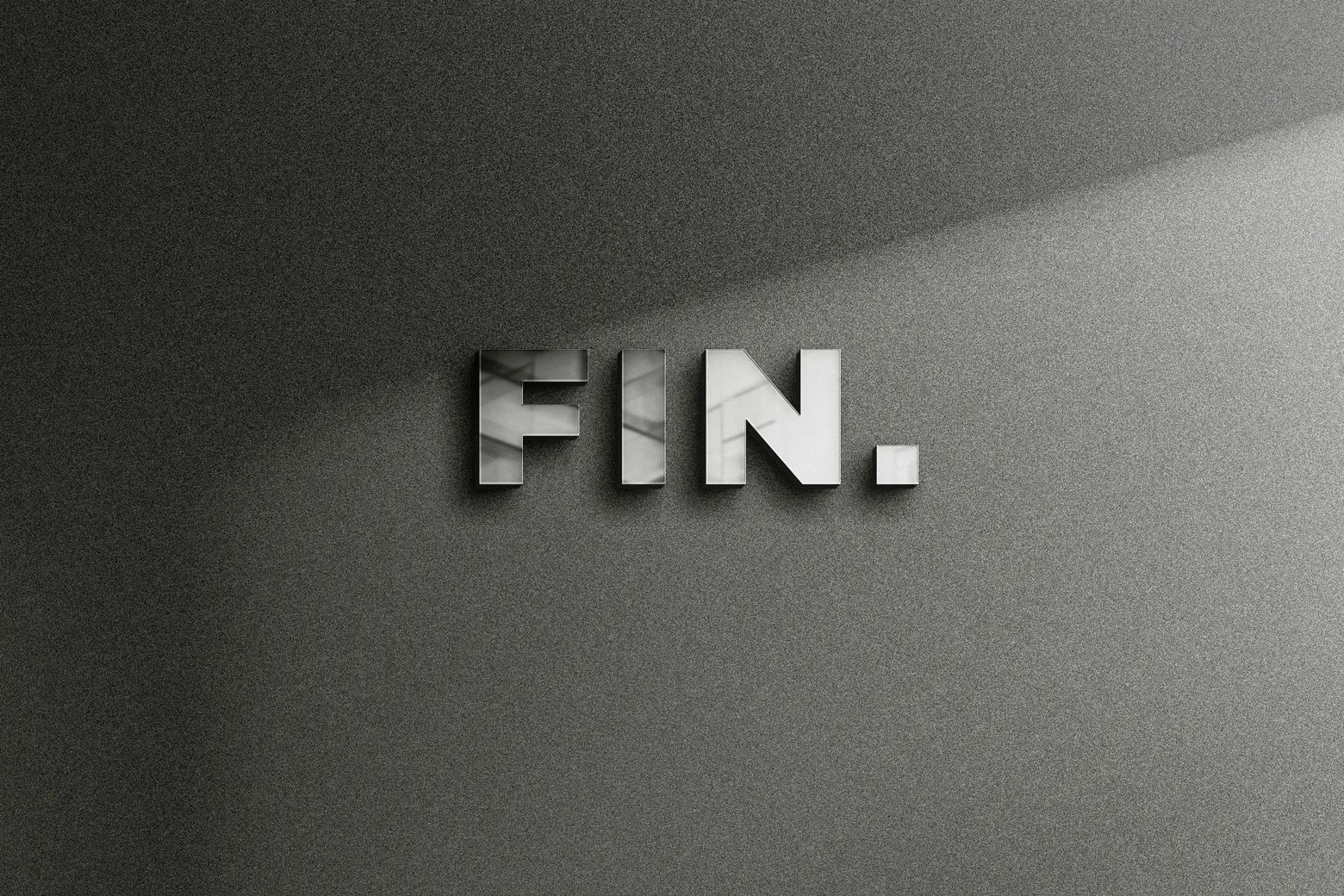 Fin metal letter sign installed on white panelling