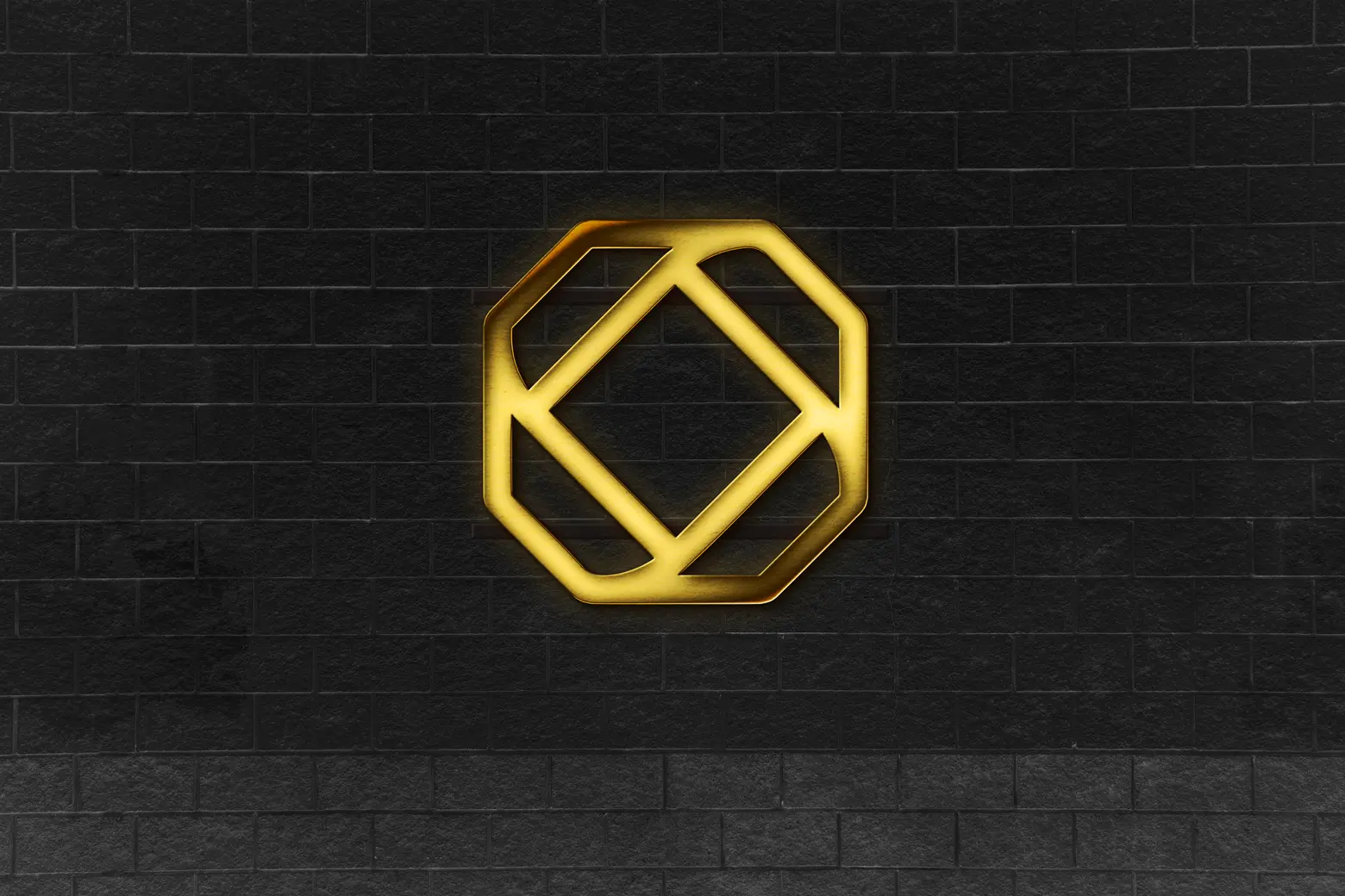 Custom metal logo sign in gold finish
