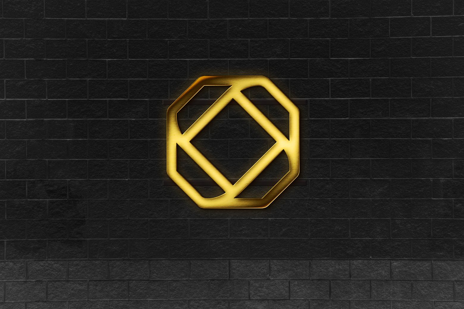 Custom metal logo sign in gold finish