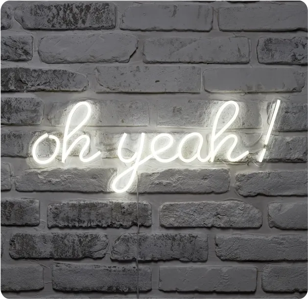 'Oh Yeah' pink neon sign designed in Sign Customiser