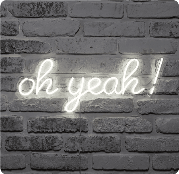 'Oh Yeah' pink neon sign designed in Sign Customiser