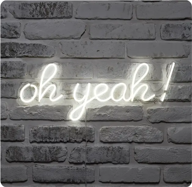 'Oh Yeah' pink neon sign designed in Sign Customiser