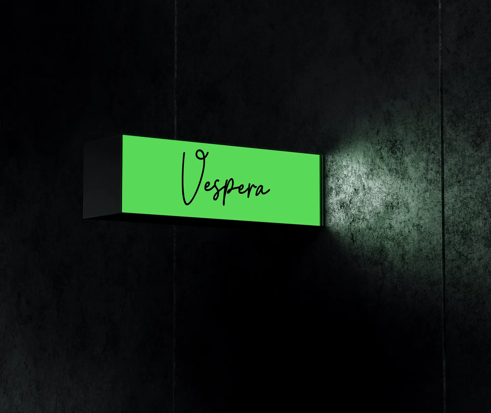 Vespera rectangle lightbox sign with white LED illumination