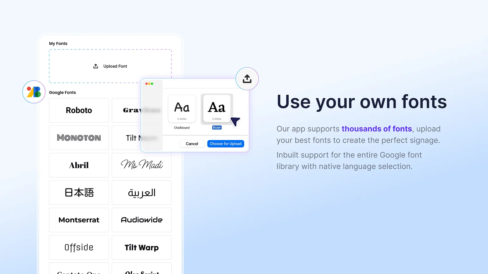 Use your own fonts banner