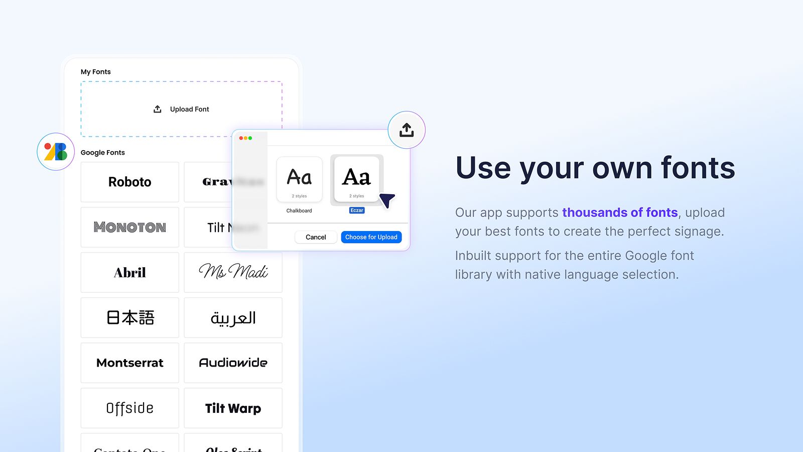 Use your own fonts banner
