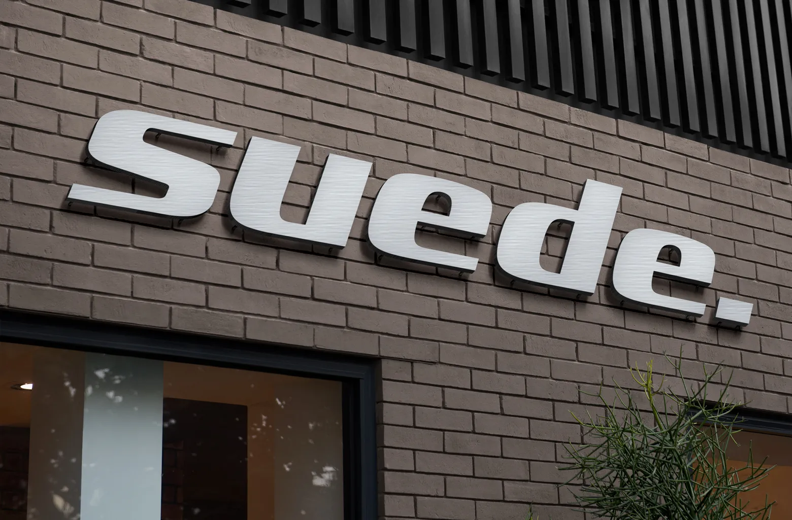 Suede metal letter signage with brushed finish