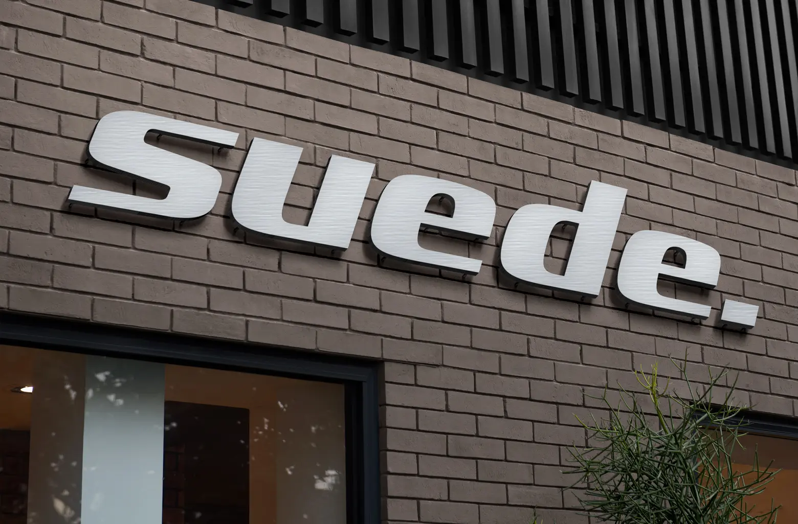Suede metal letter signage with brushed finish
