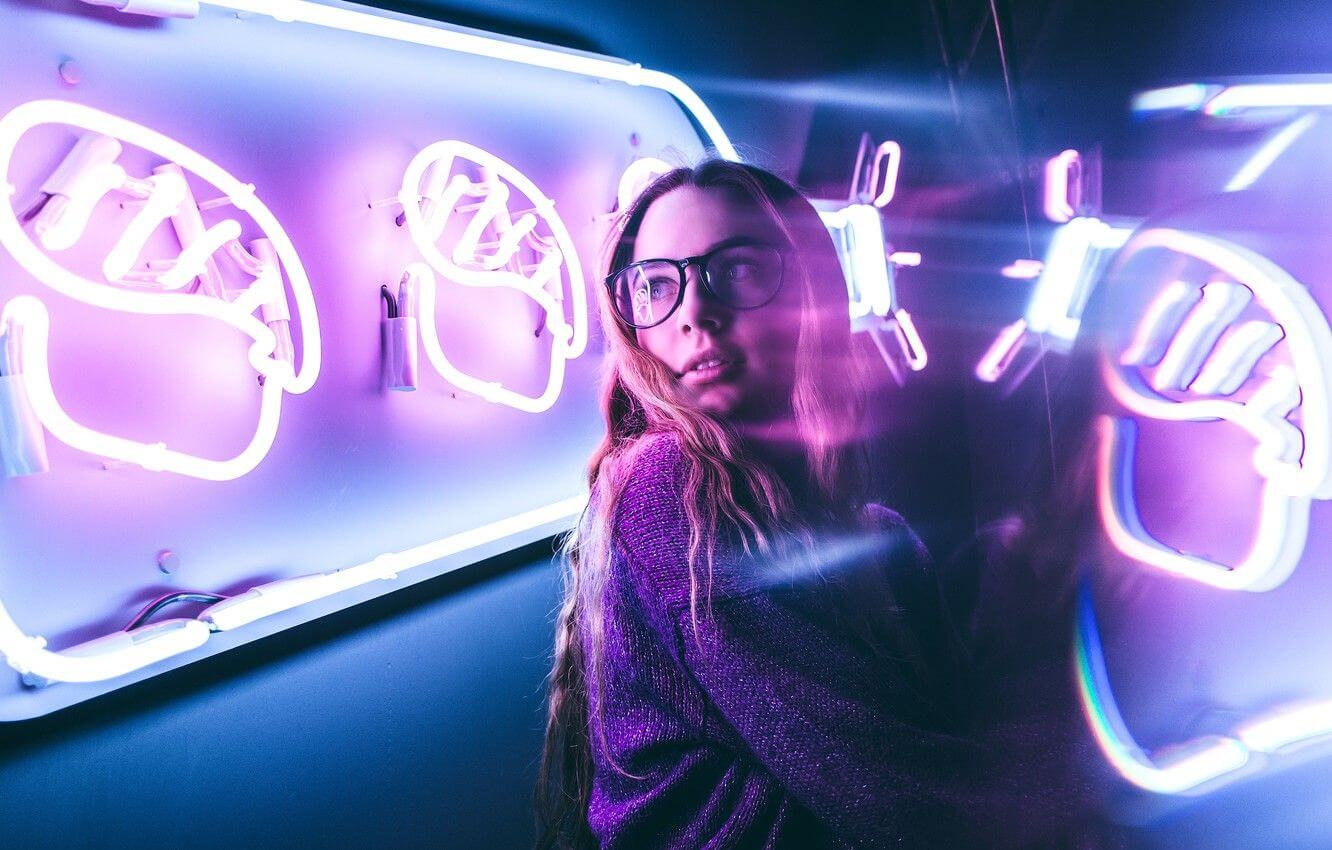 Purple neon signs