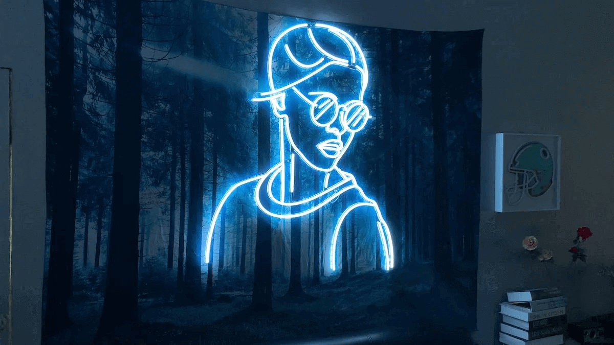 Electric blue neon sign: The real blue aesthetic symbol