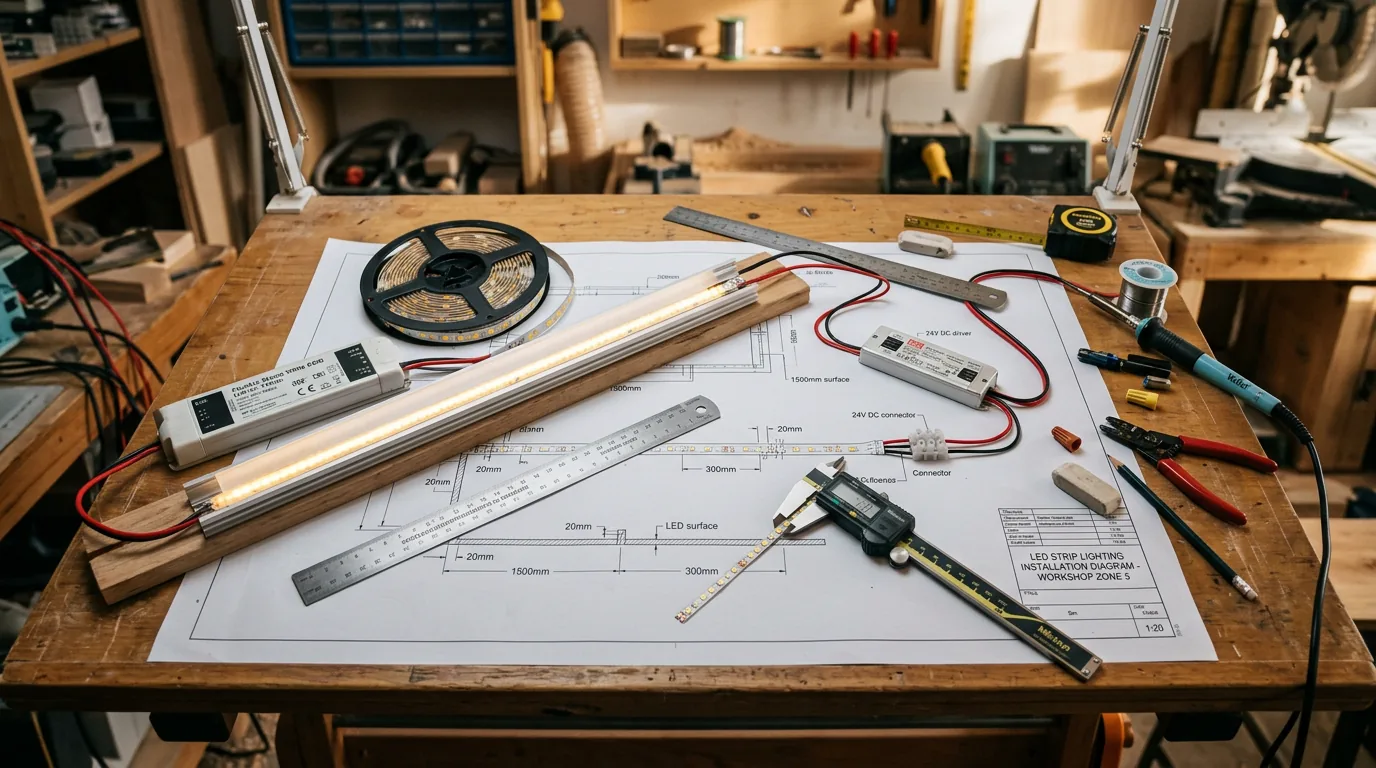 LED strip installation diagram showing proper spacing