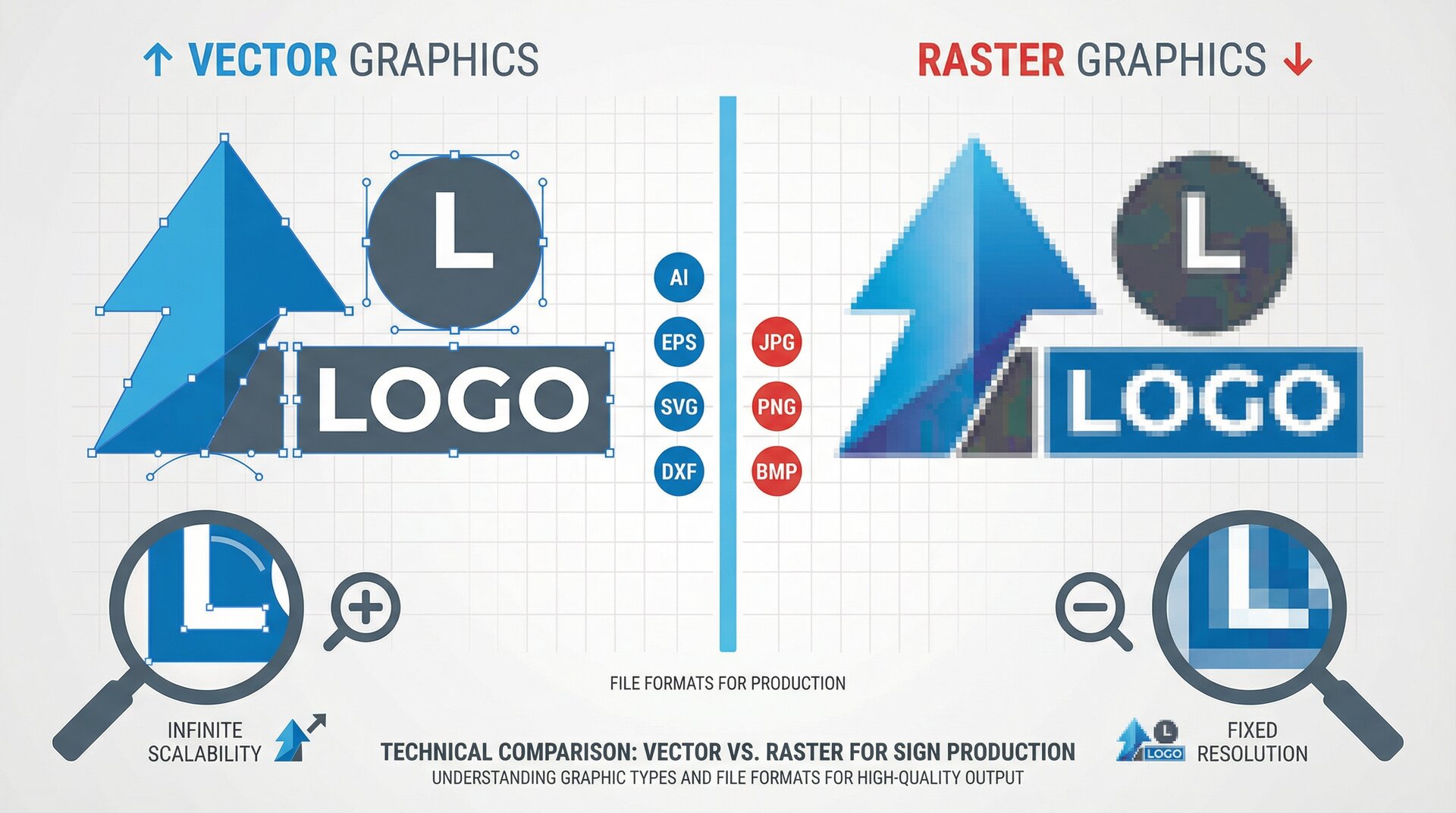 Comparison of vector and raster file formats for sign production