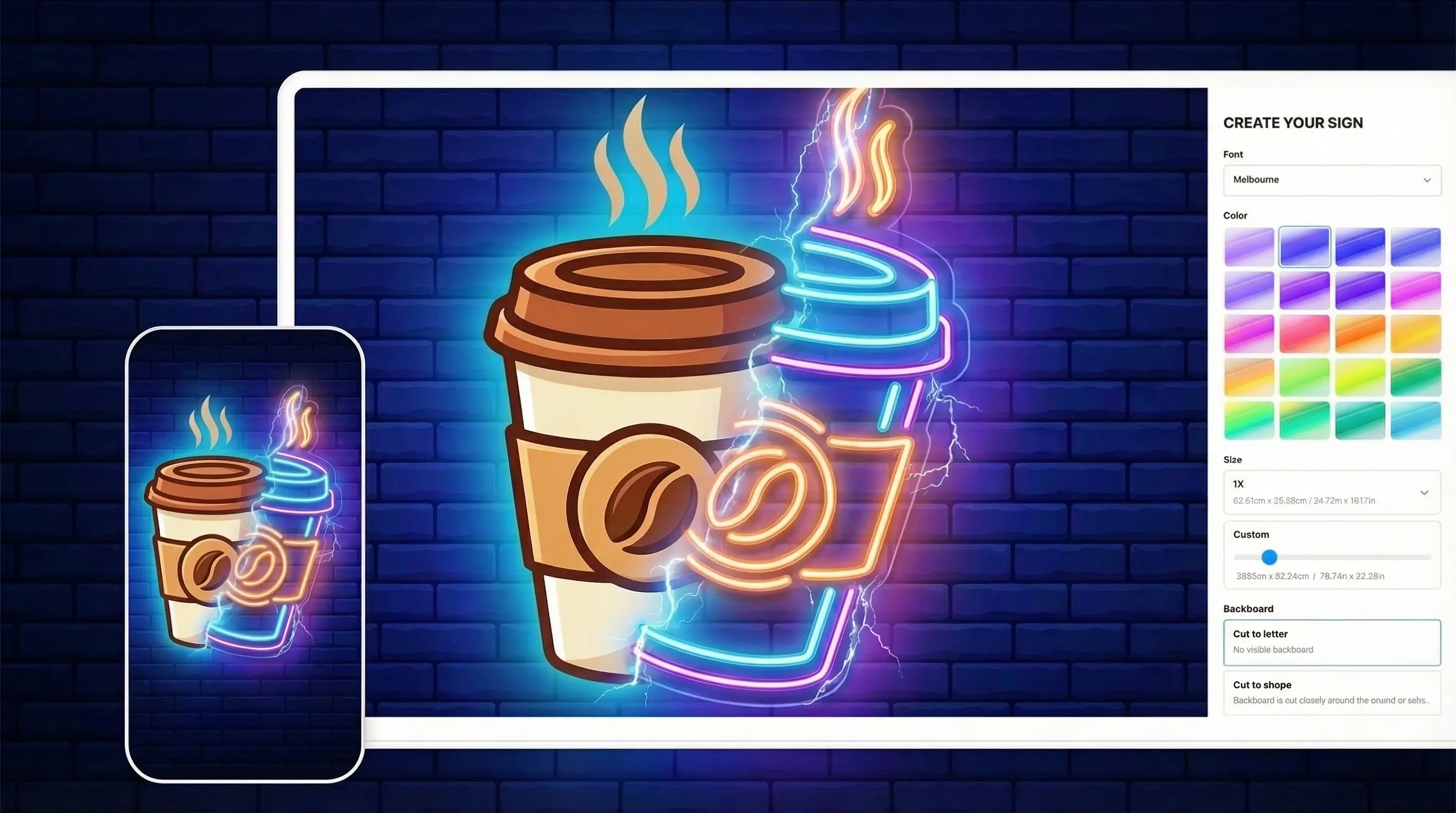 Annotated sign proof showing artwork, sizing, and approval notes before production release