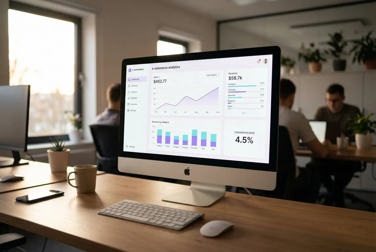 E-commerce analytics dashboard showing sales metrics and conversion data
