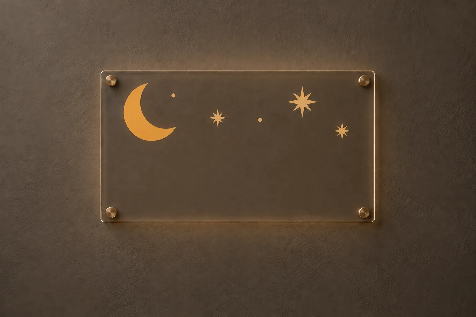 Illustrative blank nursery sign with moon and star artwork and an empty area for the customer's name.