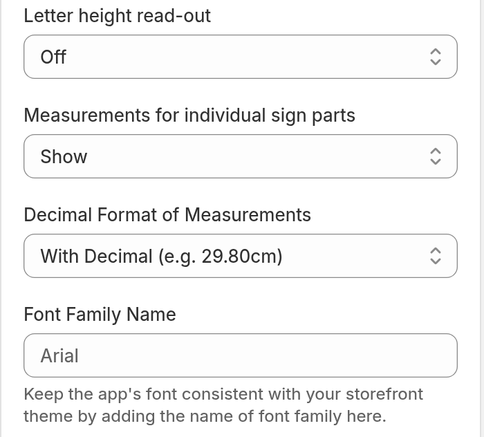 Decimal Format of Measurements dropdown in General Style Settings