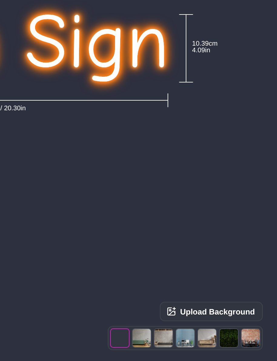 The Upload Background button above the row of background thumbnails on the sign visualiser