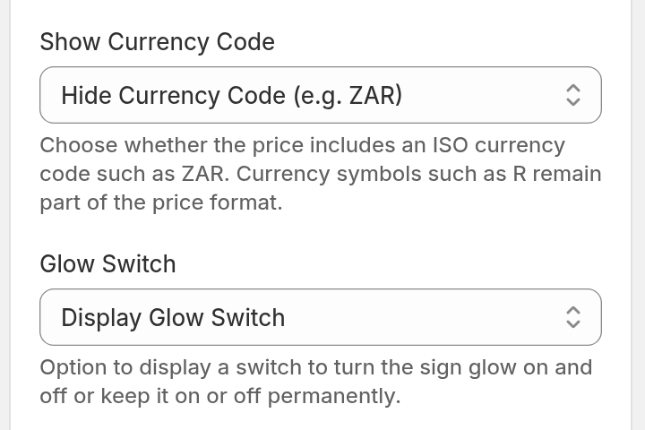 General Settings page with the Glow Switch field in the General Style Settings card