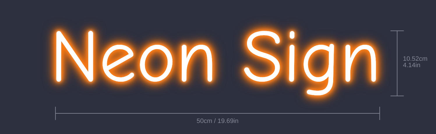 The customiser visualiser showing both the width and the height of a neon sign