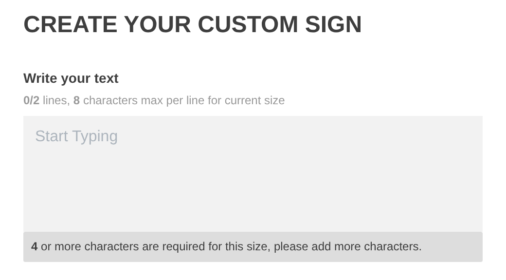 The customer customiser with no Text and Custom switch above the options
