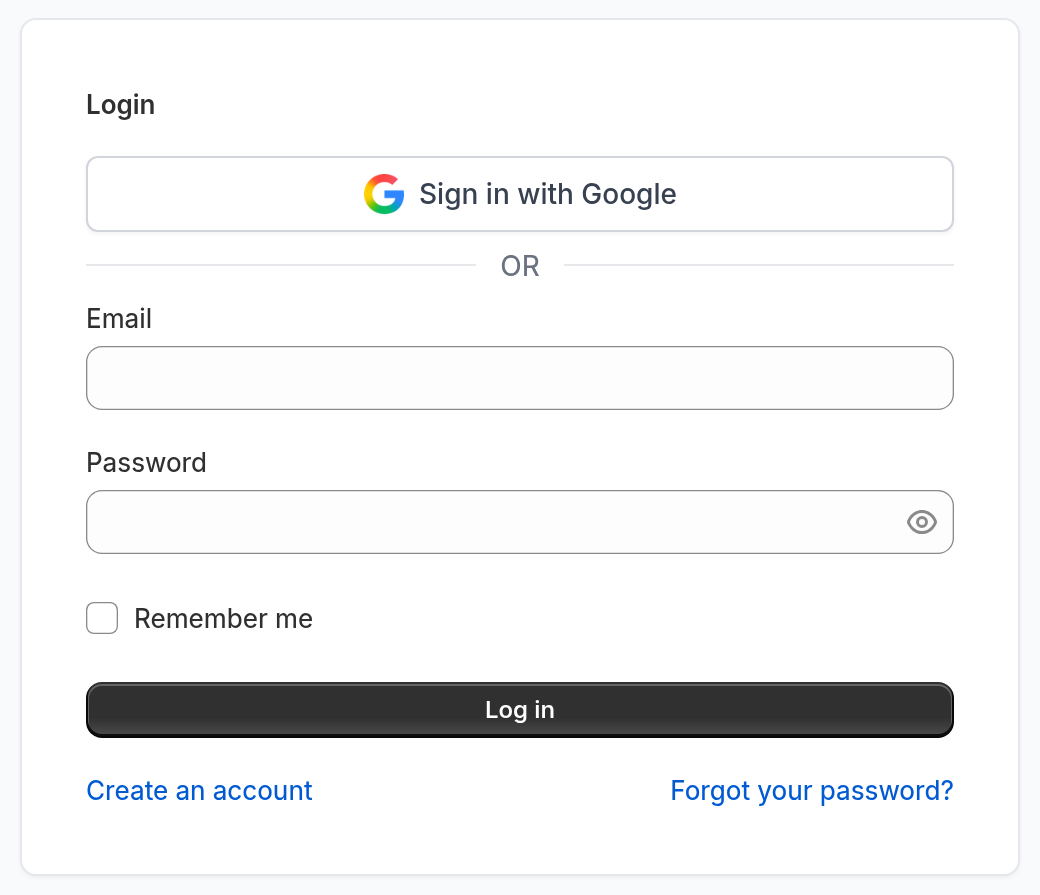 The Sign Customiser login page with the Sign in with Google button above the email and password fields