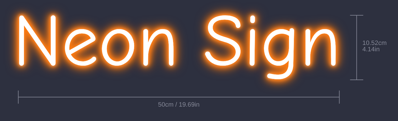 The customer customiser visualiser showing 50cm / 19.69in on the width rail and 10.52cm and 4.14in on the height rail