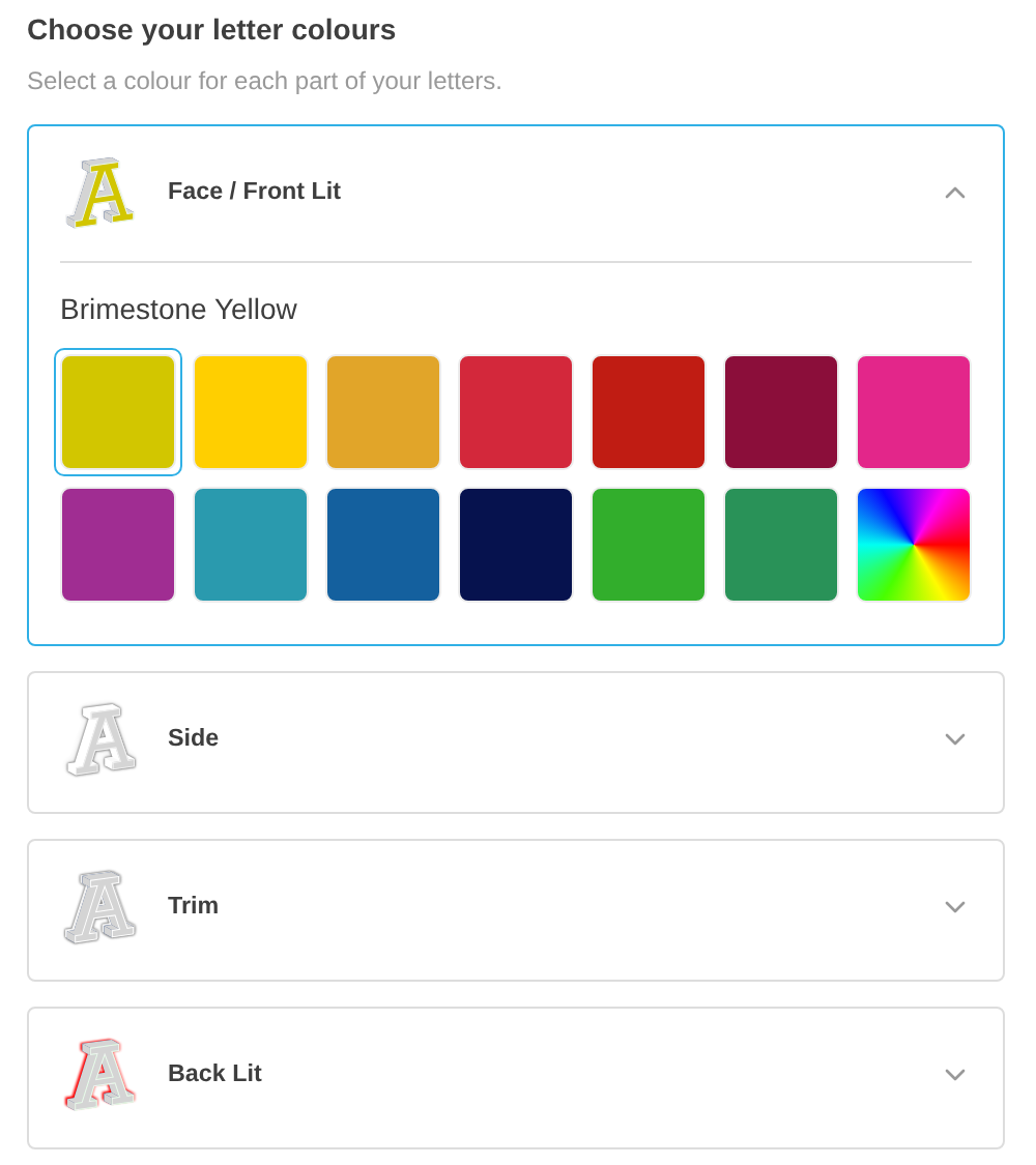 The customer customiser sidebar with the heading